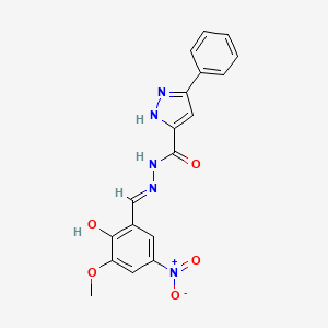 molecular formula C18H15N5O5 B6011714 N'-(2-hydroxy-3-methoxy-5-nitrobenzylidene)-3-phenyl-1H-pyrazole-5-carbohydrazide 