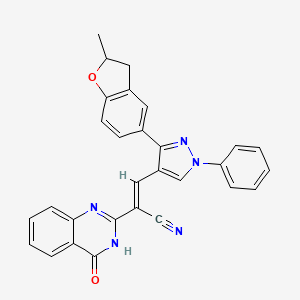 3-[3-(2-methyl-2,3-dihydro-1-benzofuran-5-yl)-1-phenyl-1H-pyrazol-4-yl]-2-(4-oxo-3,4-dihydro-2-quinazolinyl)acrylonitrile