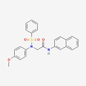 molecular formula C25H22N2O4S B6011727 N~2~-(4-methoxyphenyl)-N~1~-2-naphthyl-N~2~-(phenylsulfonyl)glycinamide 