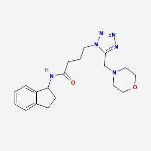 molecular formula C19H26N6O2 B6011754 N-(2,3-dihydro-1H-inden-1-yl)-4-[5-(4-morpholinylmethyl)-1H-tetrazol-1-yl]butanamide 