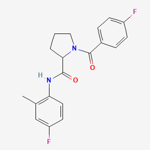 molecular formula C19H18F2N2O2 B6011766 1-(4-fluorobenzoyl)-N-(4-fluoro-2-methylphenyl)prolinamide 