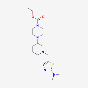 molecular formula C18H31N5O2S B6011776 ethyl 4-(1-{[2-(dimethylamino)-1,3-thiazol-5-yl]methyl}-3-piperidinyl)-1-piperazinecarboxylate 