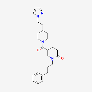 molecular formula C25H34N4O2 B6011789 1-(3-phenylpropyl)-5-({4-[2-(1H-pyrazol-1-yl)ethyl]-1-piperidinyl}carbonyl)-2-piperidinone 