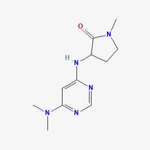 molecular formula C11H17N5O B6011799 3-{[6-(dimethylamino)-4-pyrimidinyl]amino}-1-methyl-2-pyrrolidinone 