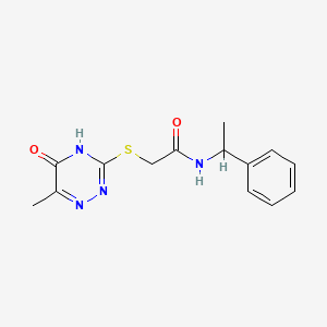 molecular formula C14H16N4O2S B6011817 2-[(6-methyl-5-oxo-4,5-dihydro-1,2,4-triazin-3-yl)thio]-N-(1-phenylethyl)acetamide 