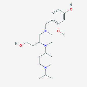 molecular formula C22H37N3O3 B6011845 4-{[3-(2-hydroxyethyl)-4-(1-isopropyl-4-piperidinyl)-1-piperazinyl]methyl}-3-methoxyphenol 