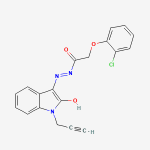 molecular formula C19H14ClN3O3 B6011882 2-(2-chlorophenoxy)-N'-[2-oxo-1-(2-propyn-1-yl)-1,2-dihydro-3H-indol-3-ylidene]acetohydrazide 
