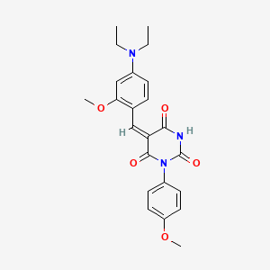 molecular formula C23H25N3O5 B6011890 5-[4-(diethylamino)-2-methoxybenzylidene]-1-(4-methoxyphenyl)-2,4,6(1H,3H,5H)-pyrimidinetrione 