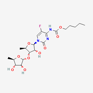 molecular formula C20H30FN3O9 B601190 5'-Deoxy-3'-O-(5-deoxy-alpha-D-ribofuranosyl)-5-fluoro-N-((pentyloxy)carbonyl)cytidine CAS No. 1262133-68-5