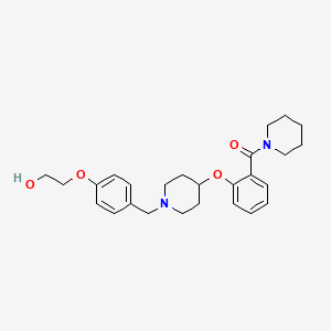 molecular formula C26H34N2O4 B6011910 2-[4-({4-[2-(1-piperidinylcarbonyl)phenoxy]-1-piperidinyl}methyl)phenoxy]ethanol 