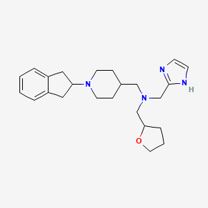 molecular formula C24H34N4O B6011916 1-[1-(2,3-dihydro-1H-inden-2-yl)-4-piperidinyl]-N-(1H-imidazol-2-ylmethyl)-N-(tetrahydro-2-furanylmethyl)methanamine 