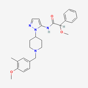 molecular formula C26H32N4O3 B6011920 2-methoxy-N-{1-[1-(4-methoxy-3-methylbenzyl)-4-piperidinyl]-1H-pyrazol-5-yl}-2-phenylacetamide 