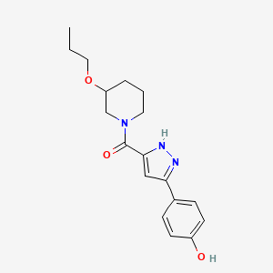 molecular formula C18H23N3O3 B6011934 4-{5-[(3-propoxy-1-piperidinyl)carbonyl]-1H-pyrazol-3-yl}phenol 