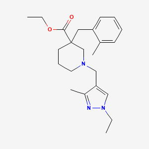 molecular formula C23H33N3O2 B6011939 ethyl 1-[(1-ethyl-3-methyl-1H-pyrazol-4-yl)methyl]-3-(2-methylbenzyl)-3-piperidinecarboxylate 