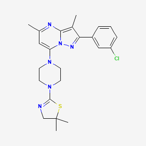 molecular formula C23H27ClN6S B6011949 2-(3-chlorophenyl)-7-[4-(5,5-dimethyl-4,5-dihydro-1,3-thiazol-2-yl)-1-piperazinyl]-3,5-dimethylpyrazolo[1,5-a]pyrimidine 