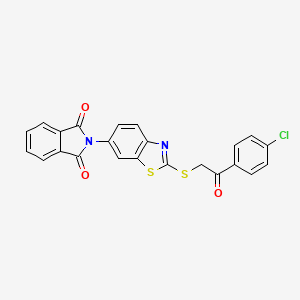 molecular formula C23H13ClN2O3S2 B6011962 2-(2-{[2-(4-chlorophenyl)-2-oxoethyl]thio}-1,3-benzothiazol-6-yl)-1H-isoindole-1,3(2H)-dione 
