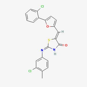 molecular formula C21H14Cl2N2O2S B6011968 2-[(3-chloro-4-methylphenyl)imino]-5-{[5-(2-chlorophenyl)-2-furyl]methylene}-1,3-thiazolidin-4-one 
