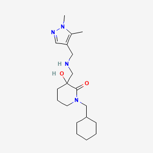 1-(cyclohexylmethyl)-3-({[(1,5-dimethyl-1H-pyrazol-4-yl)methyl]amino}methyl)-3-hydroxy-2-piperidinone