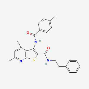 molecular formula C26H25N3O2S B6012010 4,6-dimethyl-3-[(4-methylbenzoyl)amino]-N-(2-phenylethyl)thieno[2,3-b]pyridine-2-carboxamide 