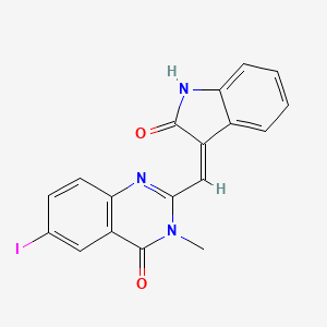 molecular formula C18H12IN3O2 B6012036 6-iodo-3-methyl-2-[(2-oxo-1,2-dihydro-3H-indol-3-ylidene)methyl]-4(3H)-quinazolinone 
