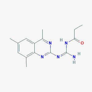 molecular formula C15H19N5O B6012073 N-{amino[(4,6,8-trimethyl-2-quinazolinyl)amino]methylene}propanamide 