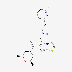 molecular formula C21H27N5O2S B6012102 N-[(6-{[(2R*,6S*)-2,6-dimethyl-4-morpholinyl]carbonyl}imidazo[2,1-b][1,3]thiazol-5-yl)methyl]-2-(6-methyl-2-pyridinyl)ethanamine 