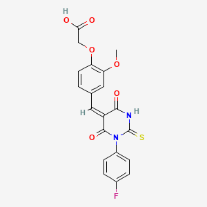molecular formula C20H15FN2O6S B6012136 (4-{[1-(4-fluorophenyl)-4,6-dioxo-2-thioxotetrahydro-5(2H)-pyrimidinylidene]methyl}-2-methoxyphenoxy)acetic acid 