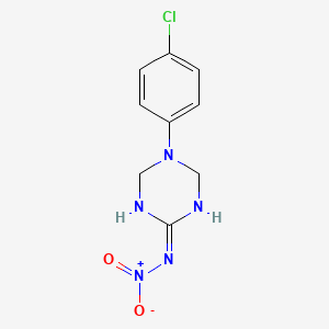 molecular formula C9H10ClN5O2 B6012145 5-(4-chlorophenyl)-N-nitro-1,3,5-triazinan-2-imine 