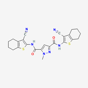 molecular formula C24H22N6O2S2 B6012154 N,N'-bis(3-cyano-4,5,6,7-tetrahydro-1-benzothien-2-yl)-1-methyl-1H-pyrazole-3,5-dicarboxamide 