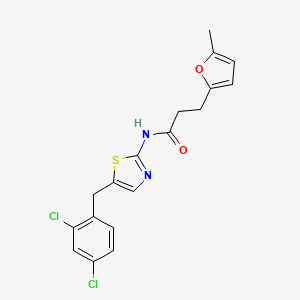molecular formula C18H16Cl2N2O2S B6012161 N-[5-(2,4-dichlorobenzyl)-1,3-thiazol-2-yl]-3-(5-methyl-2-furyl)propanamide 