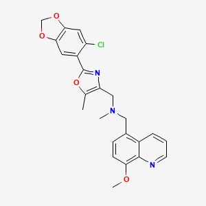 molecular formula C24H22ClN3O4 B6012164 1-[2-(6-chloro-1,3-benzodioxol-5-yl)-5-methyl-1,3-oxazol-4-yl]-N-[(8-methoxy-5-quinolinyl)methyl]-N-methylmethanamine 