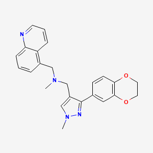 molecular formula C24H24N4O2 B6012171 1-[3-(2,3-dihydro-1,4-benzodioxin-6-yl)-1-methyl-1H-pyrazol-4-yl]-N-methyl-N-(5-quinolinylmethyl)methanamine 