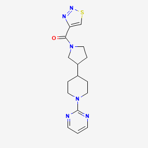 molecular formula C16H20N6OS B6012226 2-{4-[1-(1,2,3-thiadiazol-4-ylcarbonyl)-3-pyrrolidinyl]-1-piperidinyl}pyrimidine 