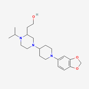 molecular formula C21H33N3O3 B6012232 2-{4-[1-(1,3-benzodioxol-5-yl)-4-piperidinyl]-1-isopropyl-2-piperazinyl}ethanol 