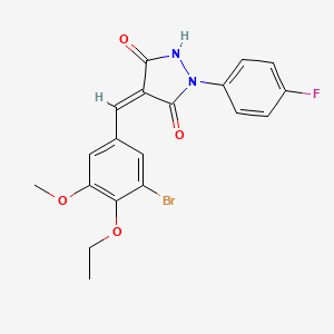 molecular formula C19H16BrFN2O4 B6012240 4-(3-bromo-4-ethoxy-5-methoxybenzylidene)-1-(4-fluorophenyl)-3,5-pyrazolidinedione 