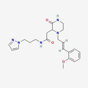 molecular formula C22H29N5O3 B6012268 2-{1-[(2E)-3-(2-methoxyphenyl)-2-propen-1-yl]-3-oxo-2-piperazinyl}-N-[3-(1H-pyrazol-1-yl)propyl]acetamide 