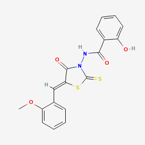 molecular formula C18H14N2O4S2 B6012278 2-hydroxy-N-[5-(2-methoxybenzylidene)-4-oxo-2-thioxo-1,3-thiazolidin-3-yl]benzamide 
