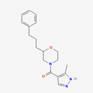molecular formula C18H23N3O2 B6012289 4-[(3-methyl-1H-pyrazol-4-yl)carbonyl]-2-(3-phenylpropyl)morpholine 