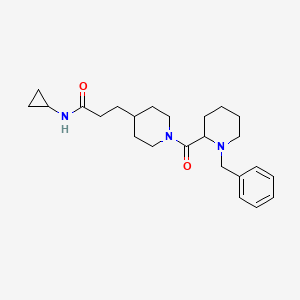 molecular formula C24H35N3O2 B6012311 3-{1-[(1-benzyl-2-piperidinyl)carbonyl]-4-piperidinyl}-N-cyclopropylpropanamide 