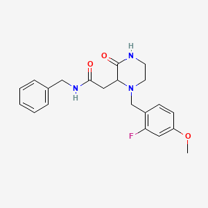 molecular formula C21H24FN3O3 B6012319 N-benzyl-2-[1-(2-fluoro-4-methoxybenzyl)-3-oxo-2-piperazinyl]acetamide 
