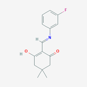molecular formula C15H16FNO2 B6012352 2-{[(3-fluorophenyl)amino]methylene}-5,5-dimethyl-1,3-cyclohexanedione 