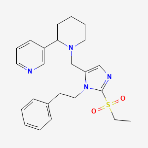molecular formula C24H30N4O2S B6012362 3-(1-{[2-(ethylsulfonyl)-1-(2-phenylethyl)-1H-imidazol-5-yl]methyl}-2-piperidinyl)pyridine 
