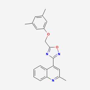 molecular formula C21H19N3O2 B6012381 4-{5-[(3,5-dimethylphenoxy)methyl]-1,2,4-oxadiazol-3-yl}-2-methylquinoline 
