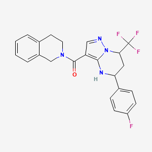 molecular formula C23H20F4N4O B6012450 2-{[5-(4-fluorophenyl)-7-(trifluoromethyl)-4,5,6,7-tetrahydropyrazolo[1,5-a]pyrimidin-3-yl]carbonyl}-1,2,3,4-tetrahydroisoquinoline 
