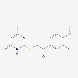 molecular formula C15H16N2O3S B6012465 2-[(4-hydroxy-6-methyl-2-pyrimidinyl)thio]-1-(4-methoxy-3-methylphenyl)ethanone 