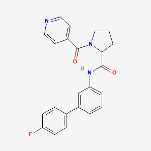 molecular formula C23H20FN3O2 B6012473 N-(4'-fluoro-3-biphenylyl)-1-isonicotinoylprolinamide 