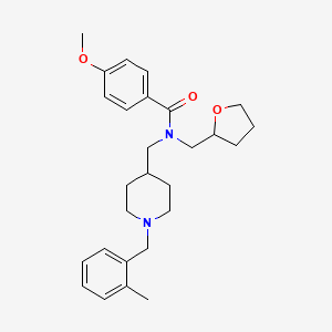molecular formula C27H36N2O3 B6012480 4-methoxy-N-{[1-(2-methylbenzyl)-4-piperidinyl]methyl}-N-(tetrahydro-2-furanylmethyl)benzamide 