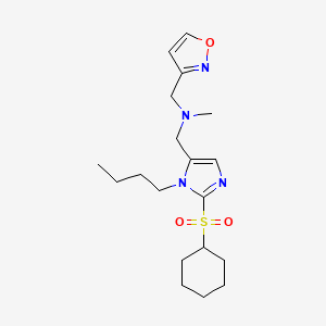 molecular formula C19H30N4O3S B6012508 1-[1-butyl-2-(cyclohexylsulfonyl)-1H-imidazol-5-yl]-N-(3-isoxazolylmethyl)-N-methylmethanamine 