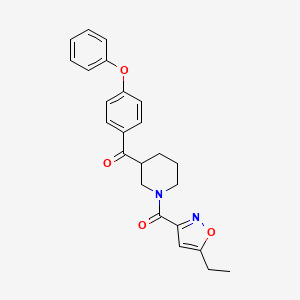 molecular formula C24H24N2O4 B6012514 {1-[(5-ethyl-3-isoxazolyl)carbonyl]-3-piperidinyl}(4-phenoxyphenyl)methanone 