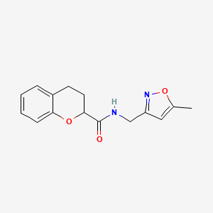 molecular formula C15H16N2O3 B6012577 N-[(5-methyl-3-isoxazolyl)methyl]-2-chromanecarboxamide 